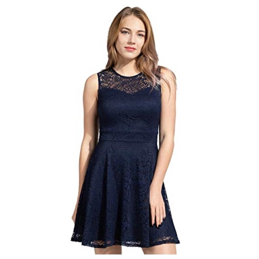 Liberty Love Blue Fit & Flare Lace Mini Dress XL